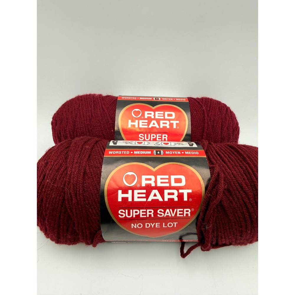 Red Heart Super Saver Yarn 2 Skeins Claret 0378 Medium Worsted 4 Acrylic 7oz